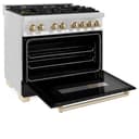 AutographEdition 36" 4.6 cu. ft. Dual Fuel Range with Gas Stove and Electric Oven in Stainless Steel with Black Matte Door and Polished Gold Accents view 13