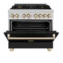 AutographEdition 36" 4.6 cu. ft. Dual Fuel Range with Gas Stove and Electric Oven in Stainless Steel with Black Matte Door and Polished Gold Accents view 11