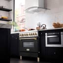 AutographEdition 36" 4.6 cu. ft. Dual Fuel Range with Gas Stove and Electric Oven in Stainless Steel with Black Matte Door and Polished Gold Accents view 2