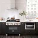 AutographEdition 36" 4.6 cu. ft. Dual Fuel Range with Gas Stove and Electric Oven in Stainless Steel with Black Matte Door and Polished Gold Accents view 8
