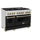 AutographEdition 48" 6.0 cu. ft. Dual Fuel Range with Gas Stove and Electric Oven in Stainless Steel with Black Matte Door and Champagne Bronze Accents view 4