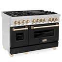 AutographEdition 48" 6.0 cu. ft. Dual Fuel Range with Gas Stove and Electric Oven in Stainless Steel with Black Matte Door and Polished Gold Accents view 1