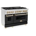 AutographEdition 48" 6.0 cu. ft. Dual Fuel Range with Gas Stove and Electric Oven in Stainless Steel with Black Matte Door and Polished Gold Accents view 4