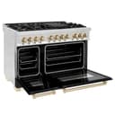 AutographEdition 48" 6.0 cu. ft. Dual Fuel Range with Gas Stove and Electric Oven in Stainless Steel with Black Matte Door and Polished Gold Accents view 5