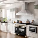 AutographEdition 48" 6.0 cu. ft. Dual Fuel Range with Gas Stove and Electric Oven in Stainless Steel with Black Matte Door and Polished Gold Accents view 15