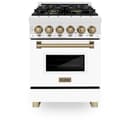 Autograph Edition 24" 2.8 cu. ft. Dual Fuel Range with Gas Stove and Electric Oven with White Matte Door and Champagne Bronze Accents view 4
