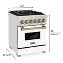 Autograph Edition 24" 2.8 cu. ft. Dual Fuel Range with Gas Stove and Electric Oven with White Matte Door and Champagne Bronze Accents view 10
