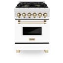 Autograph Edition 24" 2.8 cu. ft. Dual Fuel Range with Gas Stove and Electric Oven with White Matte Door and Gold Accents view 4