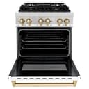 Autograph Edition 30" 4.0 cu. ft. Dual Fuel Range with Gas Stove and Electric Oven with White Matte Door and Gold Accents view 4