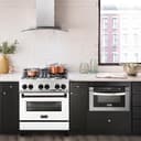30" 4.0 cu. ft. Dual Fuel Range with Gas Stove and Electric Oven with White Matte Door and Matte Black Accents view 4