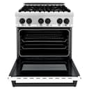 30" 4.0 cu. ft. Dual Fuel Range with Gas Stove and Electric Oven with White Matte Door and Matte Black Accents view 6