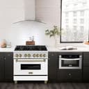 Autograph Edition 36" 4.6 cu. ft. Dual Fuel Range with Gas Stove and Electric Oven with White Matte Door and Champagne Bronze Accents view 2