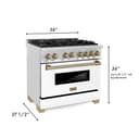 Autograph Edition 36" 4.6 cu. ft. Dual Fuel Range with Gas Stove and Electric Oven with White Matte Door and Champagne Bronze Accents view 9