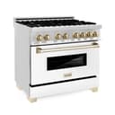 Autograph Edition 36" 4.6 cu. ft. Dual Fuel Range with Gas Stove and Electric Oven with White Matte Door and Gold Accents view 1