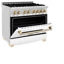 Autograph Edition 36" 4.6 cu. ft. Dual Fuel Range with Gas Stove and Electric Oven with White Matte Door and Gold Accents view 3