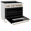 Autograph Edition 36" 4.6 cu. ft. Dual Fuel Range with Gas Stove and Electric Oven with White Matte Door and Gold Accents view 4