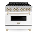 Autograph Edition 36" 4.6 cu. ft. Dual Fuel Range with Gas Stove and Electric Oven with White Matte Door and Gold Accents view 5