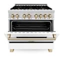 Autograph Edition 36" 4.6 cu. ft. Dual Fuel Range with Gas Stove and Electric Oven with White Matte Door and Gold Accents view 6