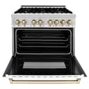 Autograph Edition 36" 4.6 cu. ft. Dual Fuel Range with Gas Stove and Electric Oven with White Matte Door and Gold Accents view 7