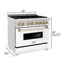 Autograph Edition 36" 4.6 cu. ft. Dual Fuel Range with Gas Stove and Electric Oven with White Matte Door and Gold Accents view 16