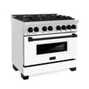 AutographEdition 36" 4.6 cu. ft. Dual Fuel Range with Gas Stove and Electric Oven in Stainless Steel with White Matte Door and Matte Black Accents view 1