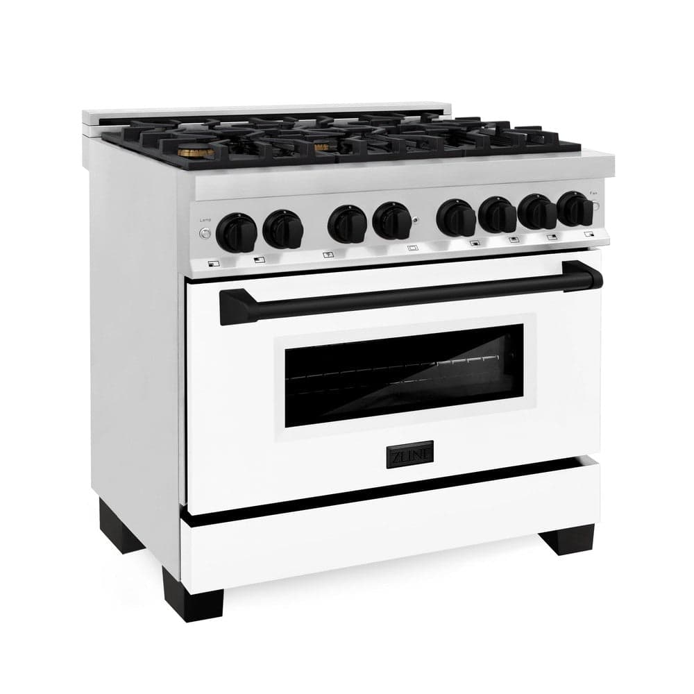 AutographEdition 36" 4.6 cu. ft. Dual Fuel Range with Gas Stove and Electric Oven in Stainless Steel with White Matte Door and Matte Black Accents