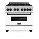 AutographEdition 36" 4.6 cu. ft. Dual Fuel Range with Gas Stove and Electric Oven in Stainless Steel with White Matte Door and Matte Black Accents view 19