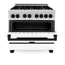 AutographEdition 36" 4.6 cu. ft. Dual Fuel Range with Gas Stove and Electric Oven in Stainless Steel with White Matte Door and Matte Black Accents view 18