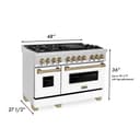 AutographEdition 48" 6.0 cu. ft. Dual Fuel Range with Gas Stove and Electric Oven in Stainless Steel with White Matte Door and Champagne Bronze Accents view 4