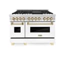 Autograph Edition 48" 6.0 cu. ft. Dual Fuel Range with Gas Stove and Electric Oven with White Matte Door and Gold Accents view 3