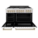 Autograph Edition 48" 6.0 cu. ft. Dual Fuel Range with Gas Stove and Electric Oven with White Matte Door and Gold Accents view 4