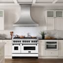 AutographEdition 48" 6.0 cu. ft. Dual Fuel Range with Gas Stove and Electric Oven in Stainless Steel with White Matte Door and Matte Black Accents view 2