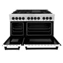 AutographEdition 48" 6.0 cu. ft. Dual Fuel Range with Gas Stove and Electric Oven in Stainless Steel with White Matte Door and Matte Black Accents view 4