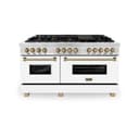 Autograph Edition 60" 7.4 cu. ft. Dual Fuel Range with Gas Stove and Electric Oven with White Matte Door and Champagne Bronze Accents view 4