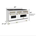 Autograph Edition 60" 7.4 cu. ft. Dual Fuel Range with Gas Stove and Electric Oven with White Matte Door and Champagne Bronze Accents view 11