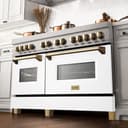 Autograph Edition 60" 7.4 cu. ft. Dual Fuel Range with Gas Stove and Electric Oven with White Matte Door and Gold Accents view 2