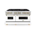 Autograph Edition 60" 7.4 cu. ft. Dual Fuel Range with Gas Stove and Electric Oven with White Matte Door and Gold Accents view 4