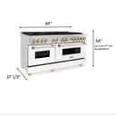 Autograph Edition 60" 7.4 cu. ft. Dual Fuel Range with Gas Stove and Electric Oven with White Matte Door and Gold Accents view 8