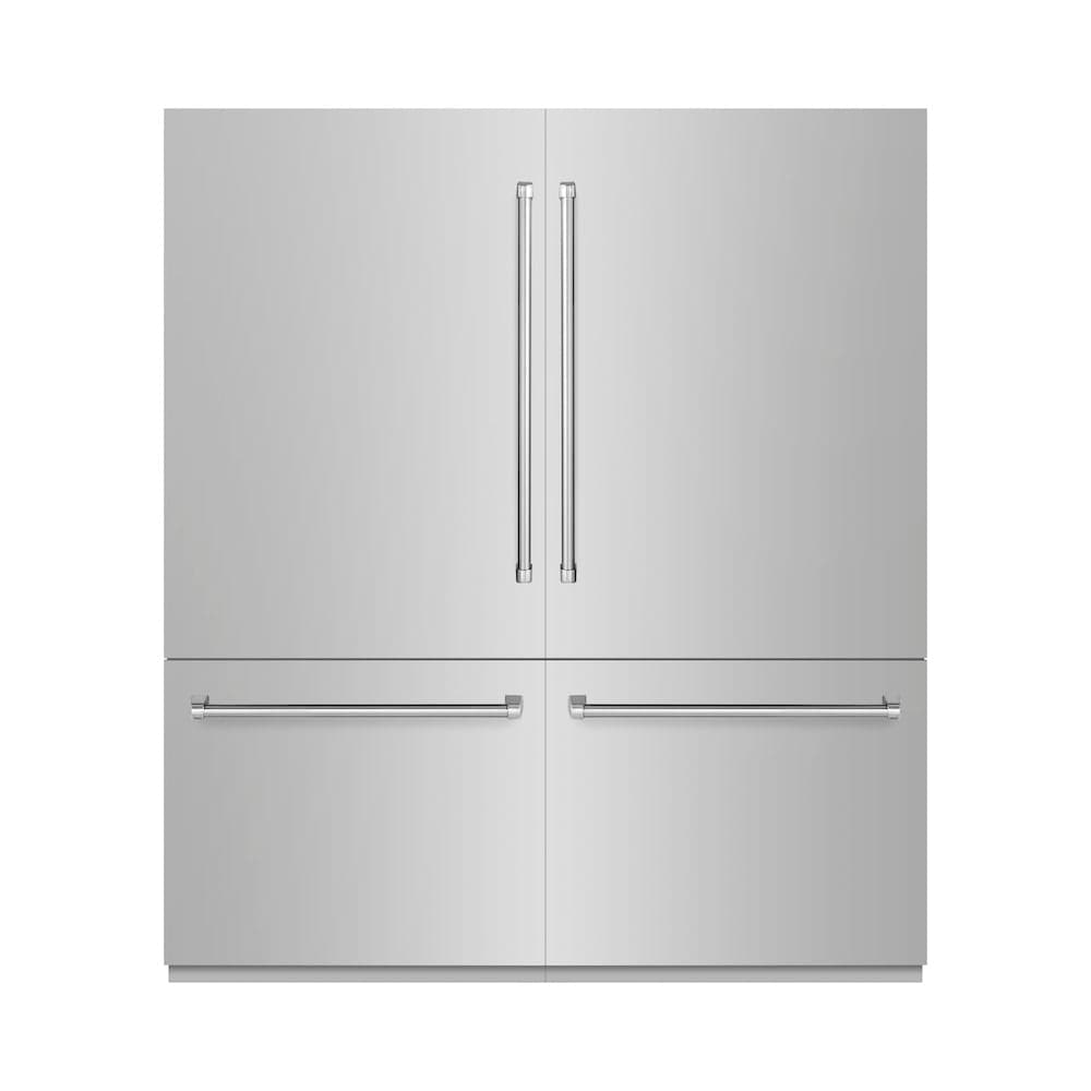 72 In. 39.6 Cu. Ft. French Door Built-in Bottom Freezer Refrigerator With Water Dispensers And Ice Makers In Stainless Steel