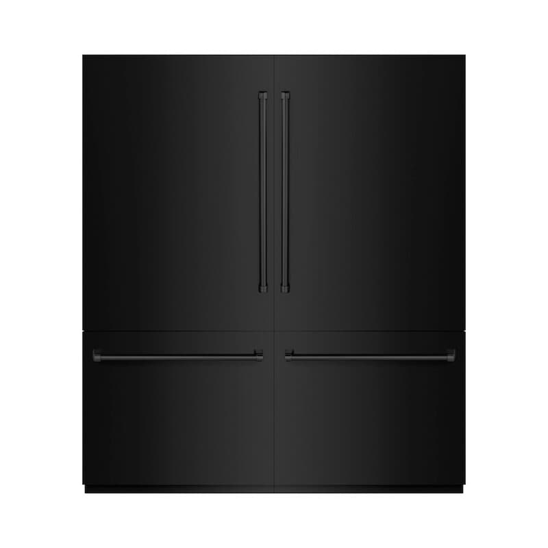 ZLINE 72 in. 39.6 cu. ft. French Door Built-In Bottom Freezer Refrigerator with Water Dispensers and Ice Makers in Black Stainless Steel (RBIT-BS-72)