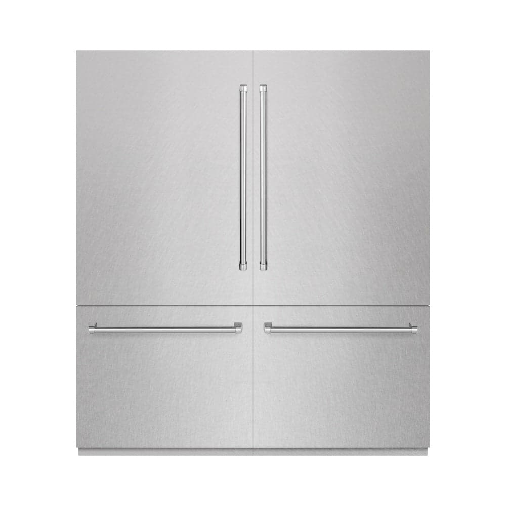 72 In. 39.6 Cu. Ft. French Door Built-in Bottom Freezer Refrigerator With Water Dispensers And Ice Makers In Satin Stainless Steel