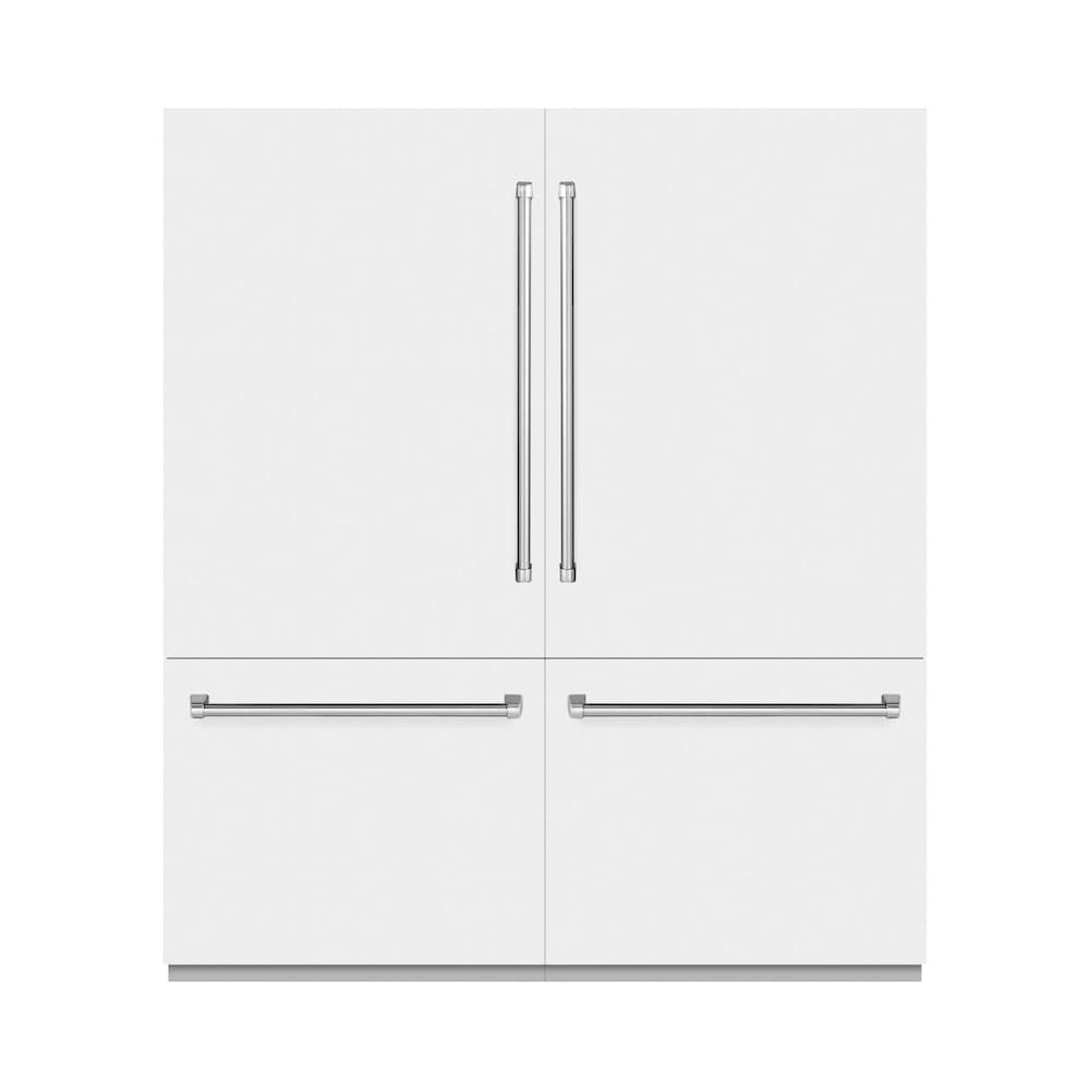 72 In. 39.6 Cu. Ft. French Door Built-in Bottom Freezer Refrigerator With Water Dispensers And Ice Makers In White Matte