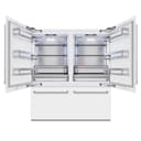 72 In. 39.6 Cu. Ft. French Door Built-in Bottom Freezer Refrigerator With Water Dispensers And Ice Makers In White Matte view 3