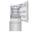 Autograph Edition 36 In. 19.8 Cu. Ft. Built-in Bottom Freezer Refrigerator With Water Dispenser And Ice Maker In Stainless Steel With Polished Gold Accents view 3