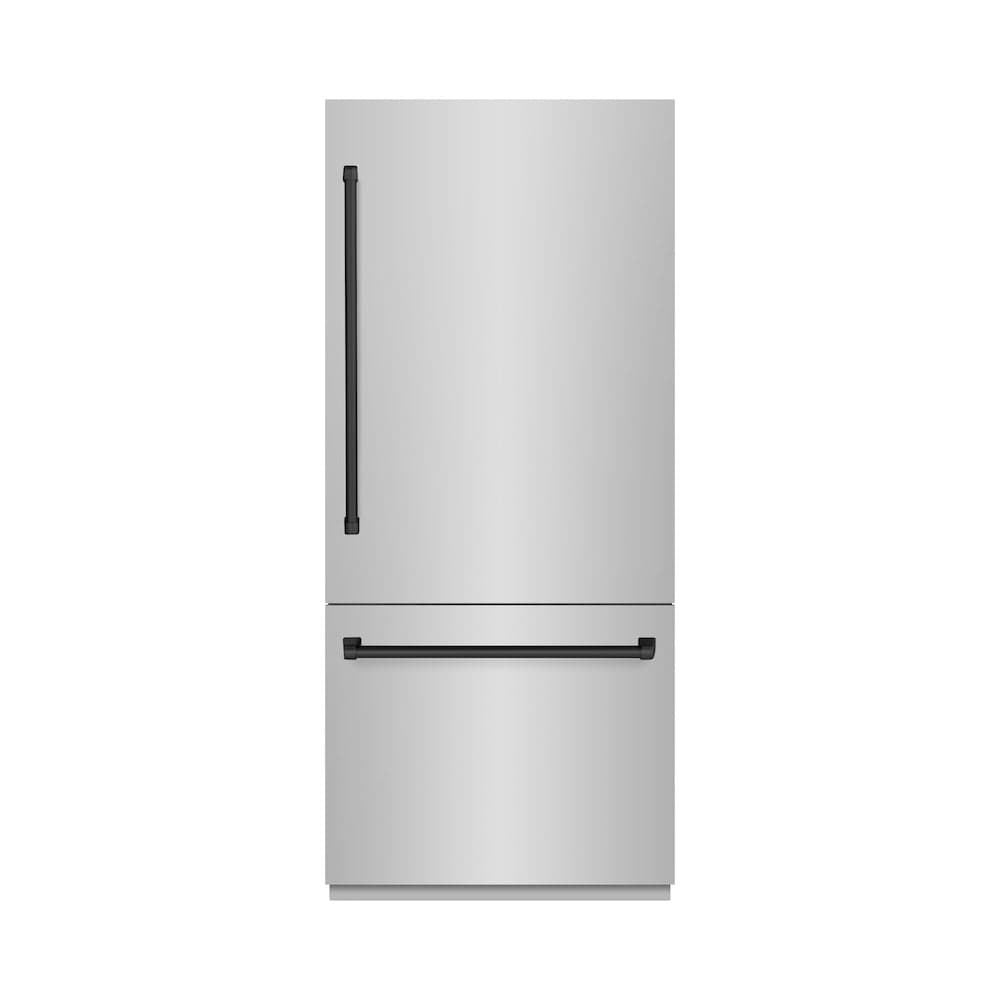 Autograph Edition 36 In. 19.8 Cu. Ft. Built-in Bottom Freezer Refrigerator With Water Dispenser And Ice Maker In Stainless Steel With Matte Black Accents