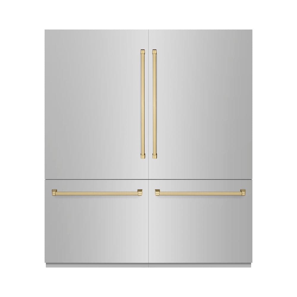 Autograph Edition 72 In. 39.6 Cu. Ft. French Door Built-in Bottom Freezer Refrigerator With Water Dispensers And Ice Makers In Stainless Steel With Champagne Bronze Accents