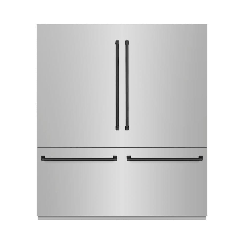 Autograph Edition 72 In. 39.6 Cu. Ft. French Door Built-in Bottom Freezer Refrigerator With Water Dispensers And Ice Makers In Stainless Steel With Matte Black Accents