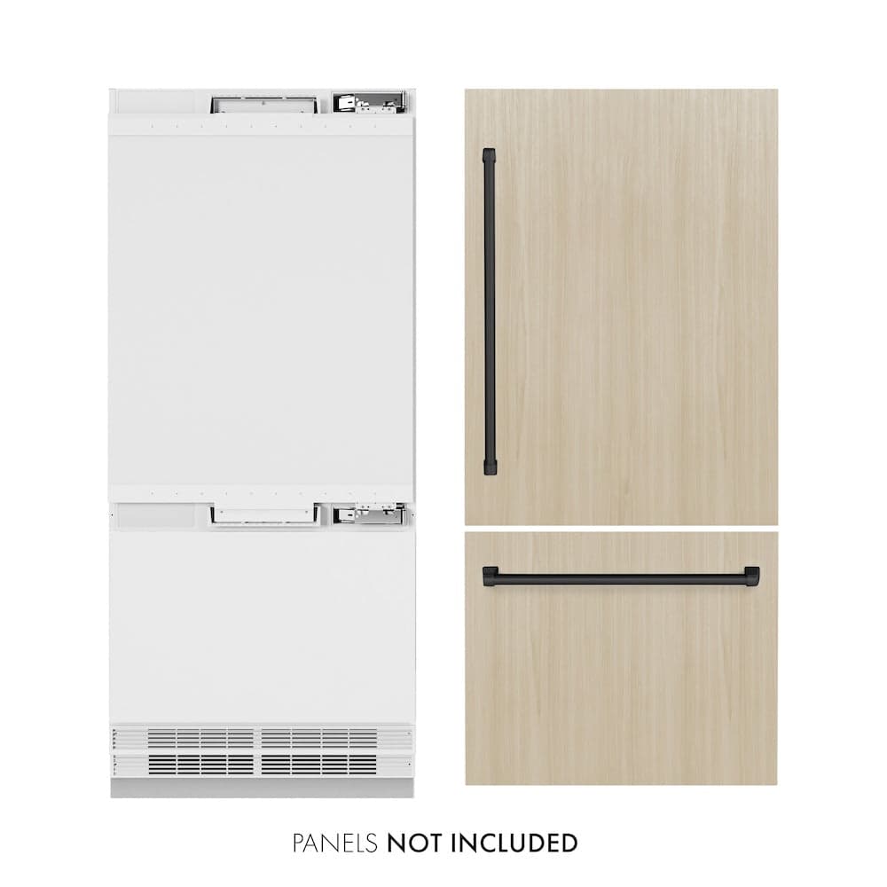 Autograph Edition 36 In. 19.8 Cu. Ft. Panel Ready Built-in Bottom Freezer Refrigerator With Water Dispenser And Ice Maker With Matte Black Accents