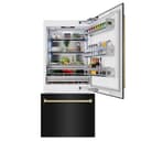 ZLINE Autograph Edition 36 in. 19.8 cu. ft. Built-In Bottom Freezer Refrigerator with Water Dispenser and Ice Maker in Black Stainless Steel and Champagne Bronze Accents (RBITZ-BS-36-CB) view 5