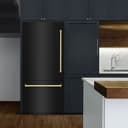 ZLINE Autograph Edition 36 in. 19.8 cu. ft. Built-In Bottom Freezer Refrigerator with Water Dispenser and Ice Maker in Black Stainless Steel and Polished Gold Accents (RBITZ-BS-36-G) view 2